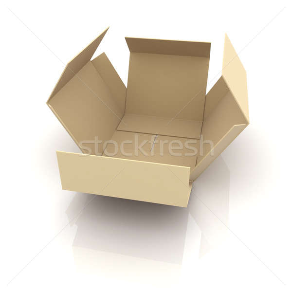 Karton nyitva üres doboz izolált fehér Stock fotó © AptTone