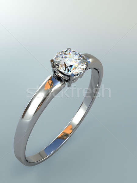 Bague en diamant mariage cadeau isolé blanche Photo stock © AptTone