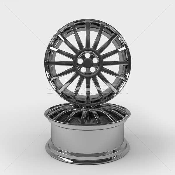 Aluminum wheel image 3D high quality rendering. White picture figured alloy rim for car.  Stock photo © AptTone