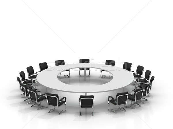 Conferência tabela cadeiras isolado branco escritório Foto stock © AptTone