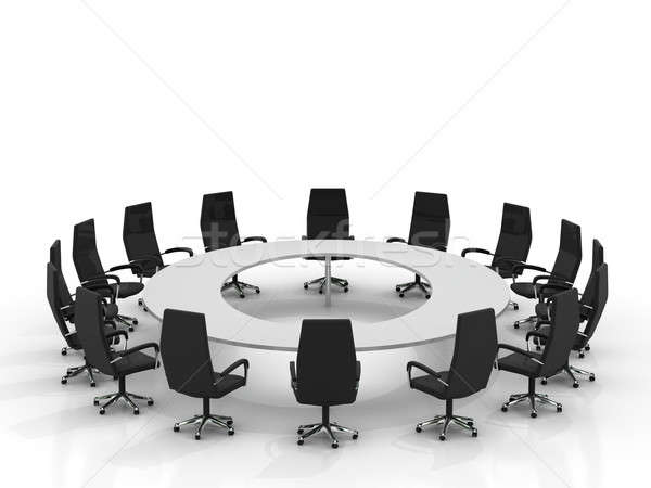 Stock fotó: Konferencia · asztal · székek · izolált · fehér · iroda