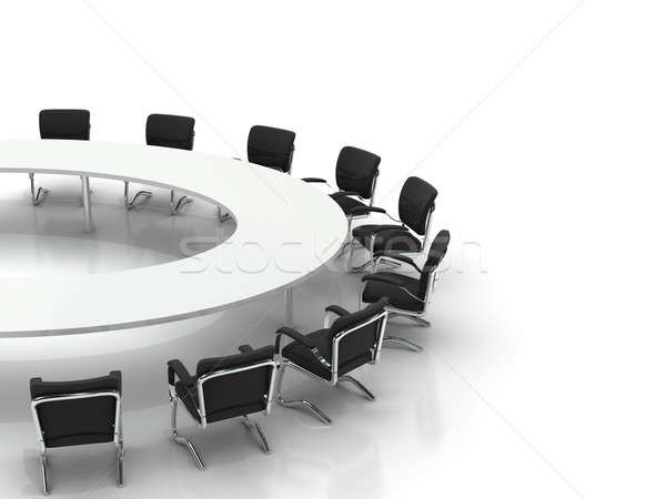 Stock fotó: Konferencia · asztal · székek · izolált · fehér · iroda