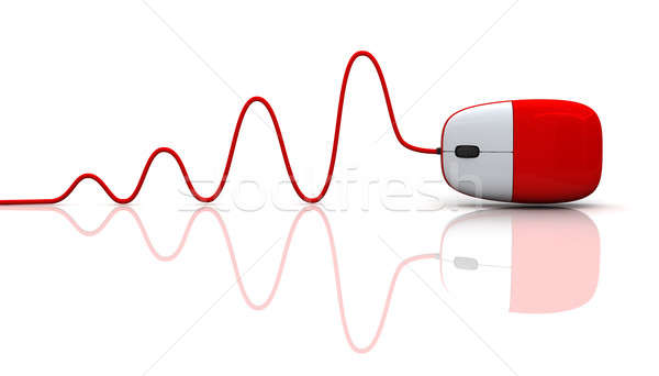 red computer mouse with cable Stock photo © AptTone