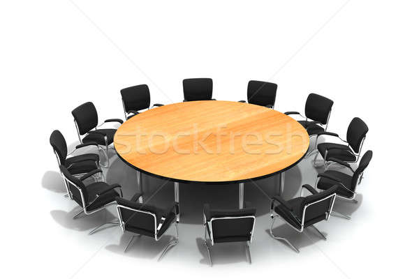 Konferencji tabeli krzesła odizolowany biały działalności Zdjęcia stock © AptTone