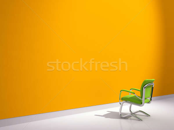 Foto stock: Silla · naranja · pared · verde · negocios · casa