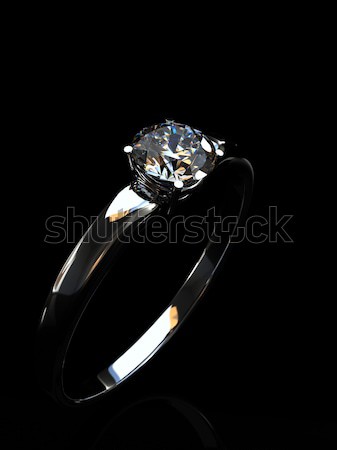 Gyémántgyűrű esküvő ajándék izolált közelkép fehér Stock fotó © AptTone