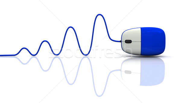 Vermelho mouse de computador cabo isolado branco tecnologia Foto stock © AptTone