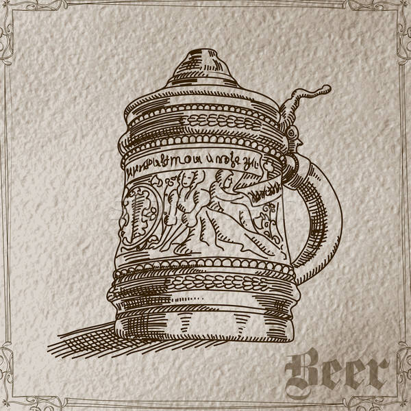 Cerveza taza dibujo grande estilo retro diseno Foto stock © Aqua
