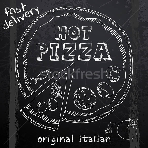 Fierbinte pizza publicitate imagine negru Imagine de stoc © Aqua