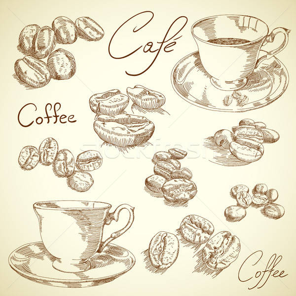 Cafea ilustrare util proiectant muncă creion Imagine de stoc © Aqua