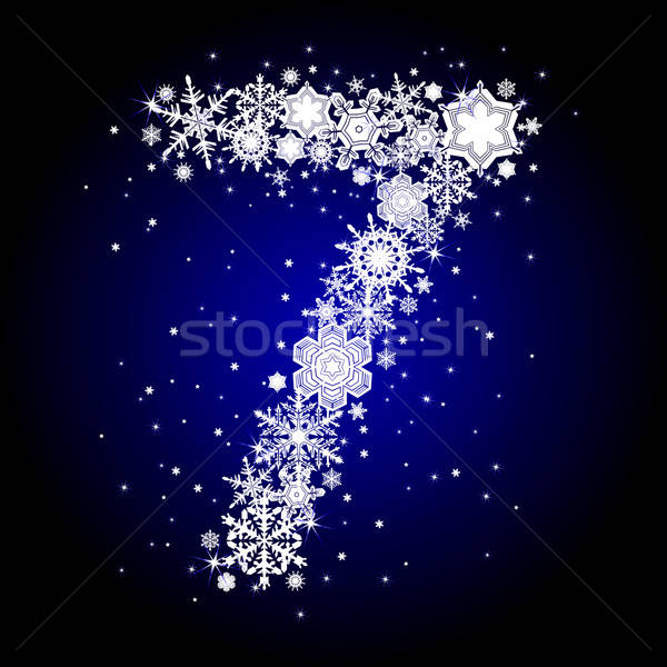 Alfabet zăpadă numere scris fulgi de zapada ilustrare Imagine de stoc © Aqua