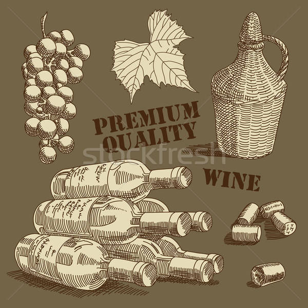 Foto d'archivio: Vino · illustrazione · utile · designer · lavoro · frutta