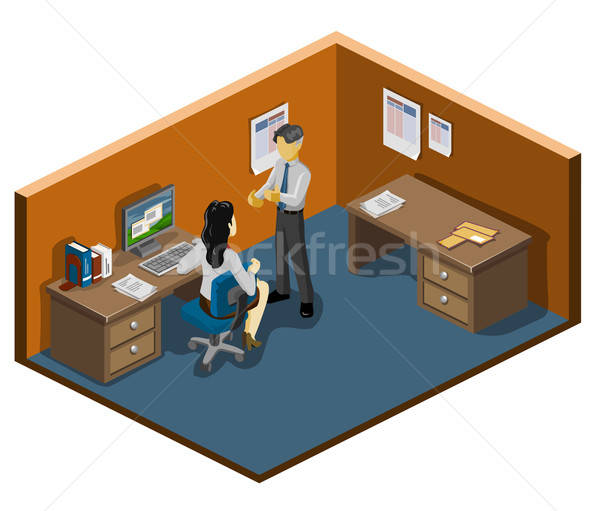 Stockfoto: Manager · personeel · isometrische · eigen · wereld · kantoor