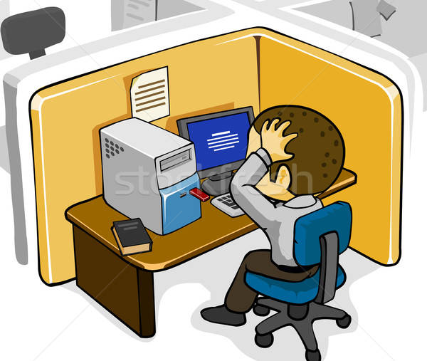 Panik mavi ekran ofis işadamı müşteri Stok fotoğraf © araga