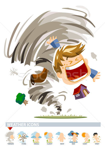 Tornado pogoda ikona ludzi ilustracja szczegółowy Zdjęcia stock © araga