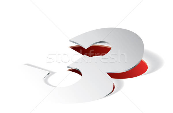 Paper folding with number 3 in perspective view Stock photo © archymeder