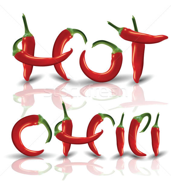 Hot red Chilies with reflection Stock photo © archymeder