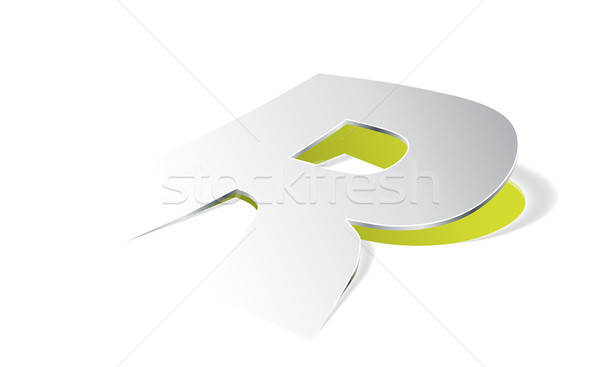 Paper folding with letter R in perspective view Stock photo © archymeder