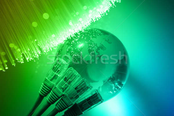 Fibra optica lumina spoturi glob tehnologie Imagine de stoc © arcoss