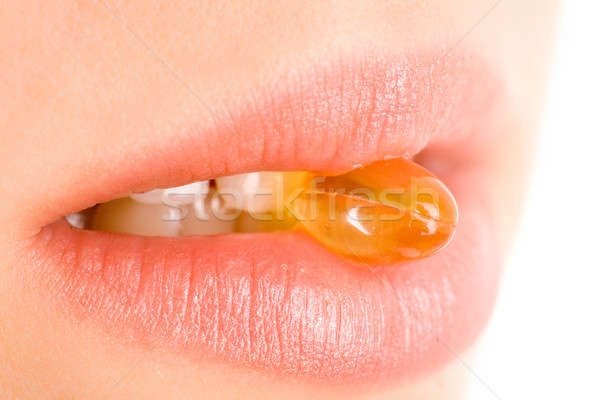 Pilulă frumuseţe medicină gură Imagine de stoc © arcoss