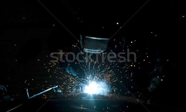 Soudage travaux lumière métal bleu usine Photo stock © arcoss