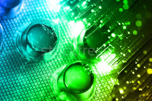 Fibra optica lumina spoturi verde durere Imagine de stoc © arcoss