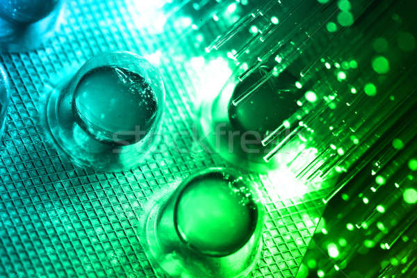 Foto stock: Fibra · óptica · luz · verde · dolor