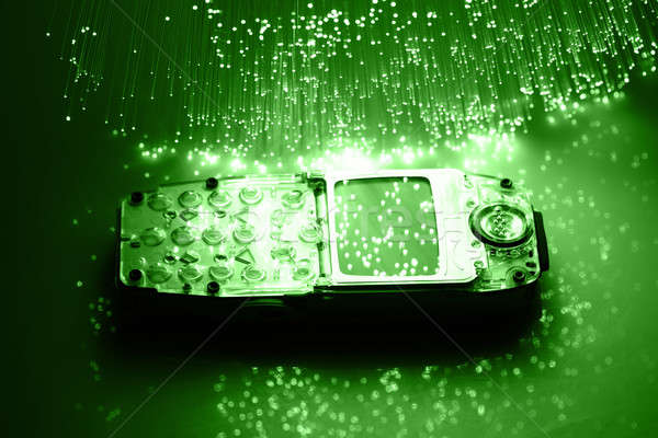 Fibra optica lumina spoturi afaceri calculator Imagine de stoc © arcoss