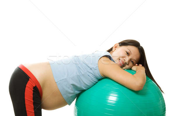 Donna incinta respirazione esercizio palla sport Foto d'archivio © aremafoto