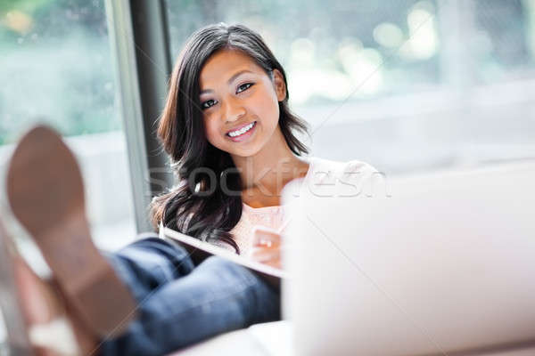 Stock photo: Asian student on campus