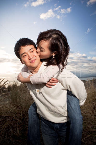 Asiático casal retrato ao ar livre mulher Foto stock © aremafoto