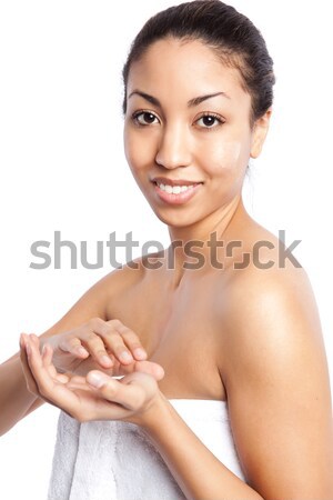 Foto stock: Nina · aislado · tiro · hermosa · mujer · negro