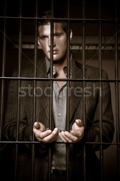 Stock photo: Businessman in jail