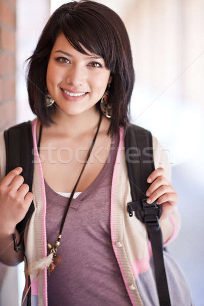 Porträt Campus Mädchen Studenten Stock foto © aremafoto