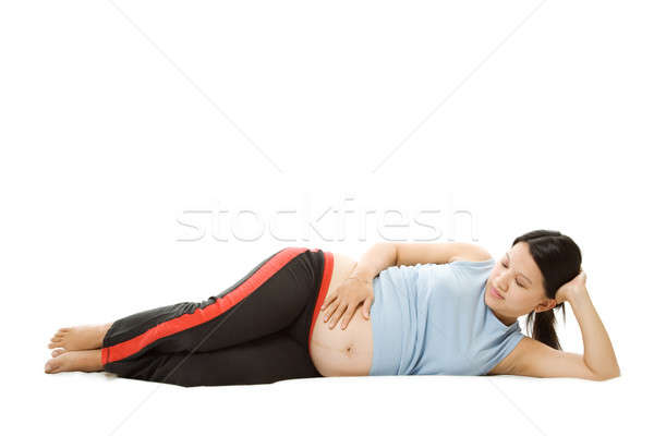 Foto d'archivio: Donna · incinta · shot · rilassante · bambino · incinta