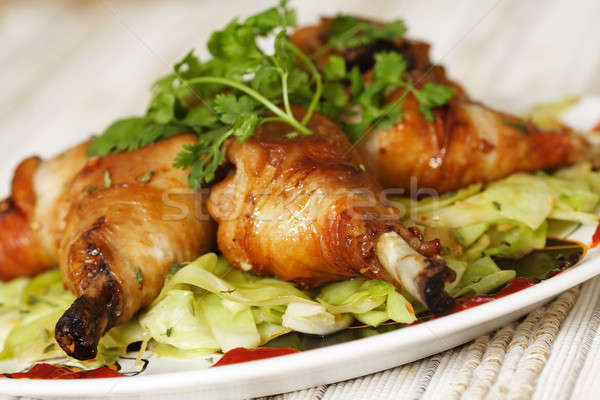 Pieczony kurczak restauracji obiedzie gotować jeść Zdjęcia stock © aremafoto