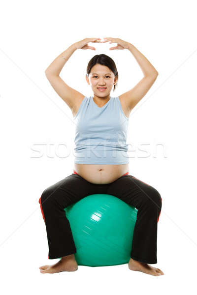 Femme enceinte exercice balle sport enfant [[stock_photo]] © aremafoto