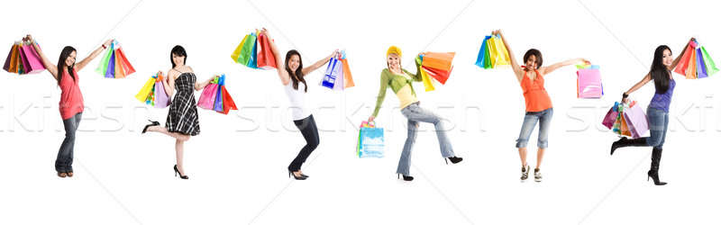 Photo stock: Shopping · femmes · groupe · mains