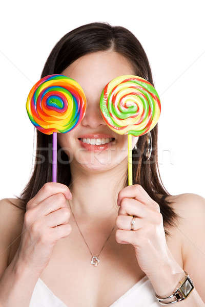 Lollipop femme isolé coup belle asian Photo stock © aremafoto