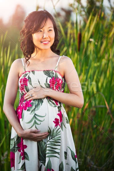 Incinta asian donna outdoor felice Foto d'archivio © aremafoto