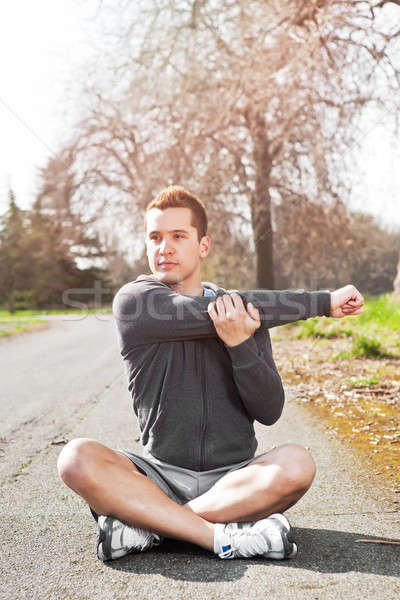 Foto stock: Homem · tiro · ao · ar · livre · fitness