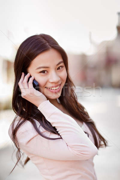 Stock foto: Asian · Frau · Telefon · erschossen · Frau · sprechen · Telefon
