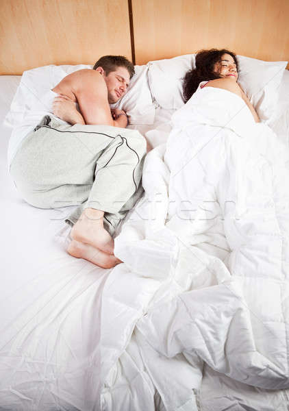 спальный пару выстрел кровать дома человека Сток-фото © aremafoto