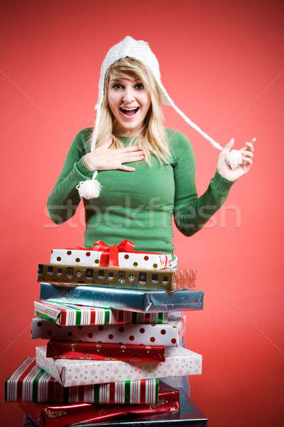 Caucasian girl receiving gifts Stock photo © aremafoto