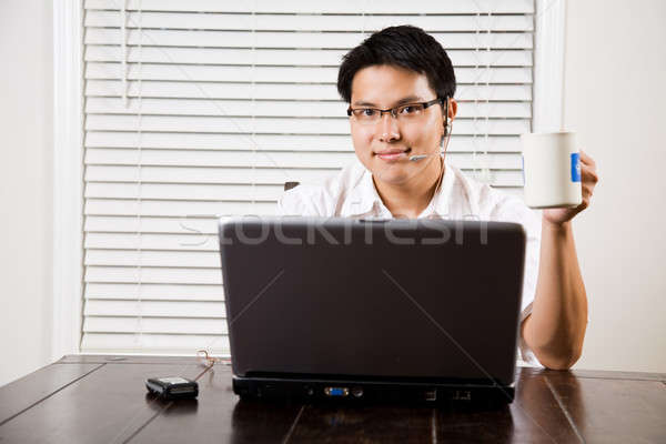 Travail asian entrepreneur portable affaires téléphone [[stock_photo]] © aremafoto