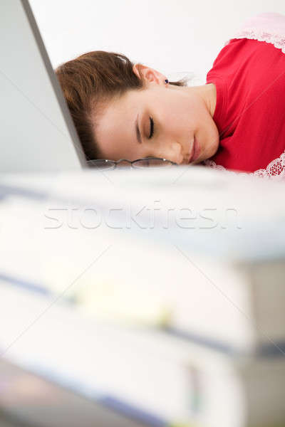 Sleeping caucasian female student Stock photo © aremafoto