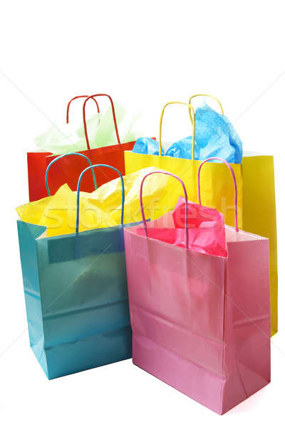 Einkaufstaschen isoliert erschossen farbenreich Industrie Laden Stock foto © aremafoto