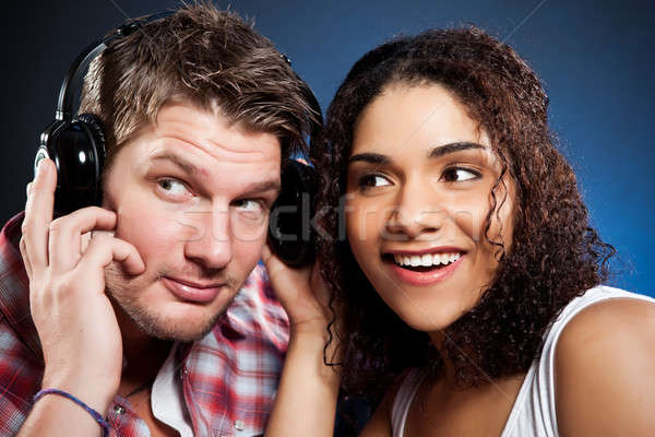 Stockfoto: Romantische · paar · portret · mooie · liefde · muziek