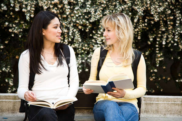 College studenten shot twee discussie campus Stockfoto © aremafoto