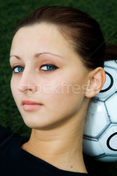 Footballeur belle ballon femme fille Photo stock © aremafoto